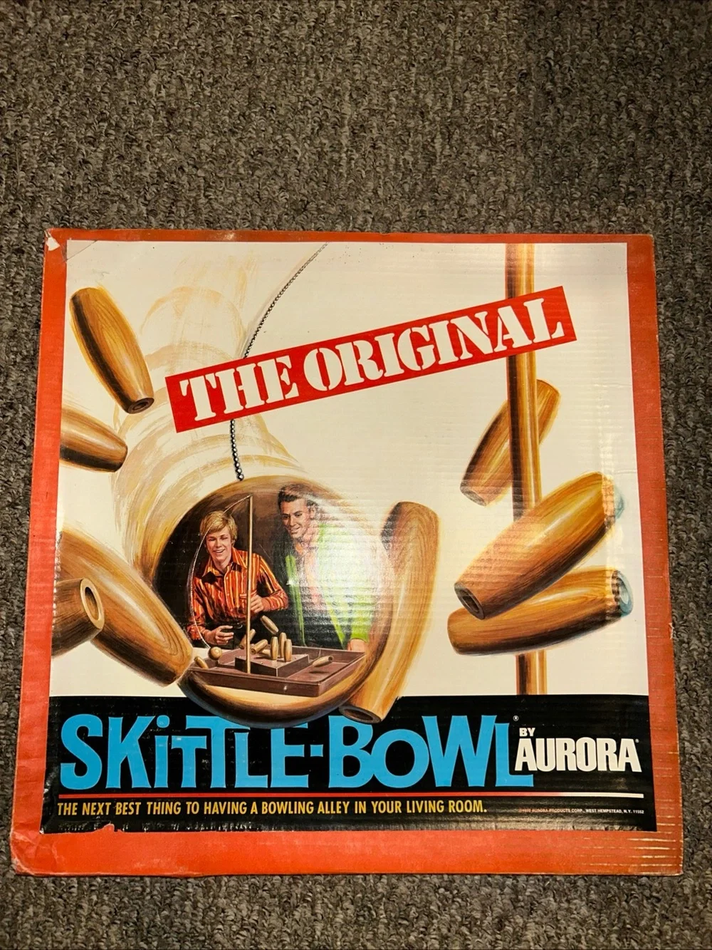 Aurora Skittle-Bowl Skill & Action Sports Board Game, 1970’s, *Missing One Pin*